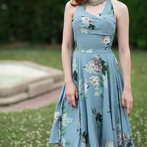 Trashy Diva French Blue Roses Trixie Halter Dress